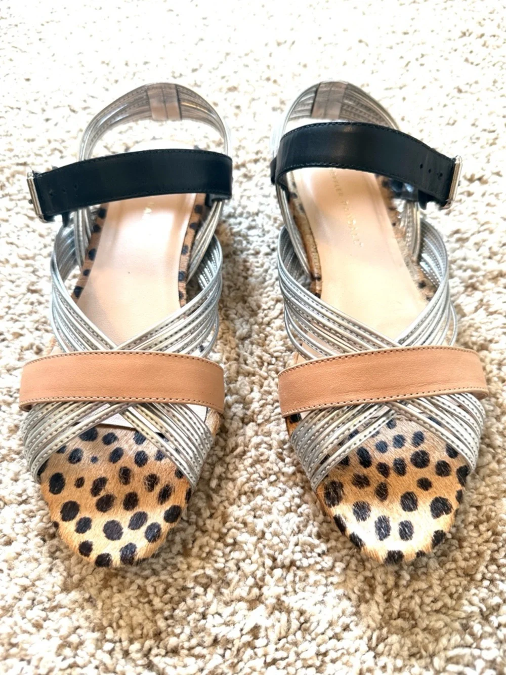 Loeffler Randall Leopard Calf Hair Multi-Strap Sandals